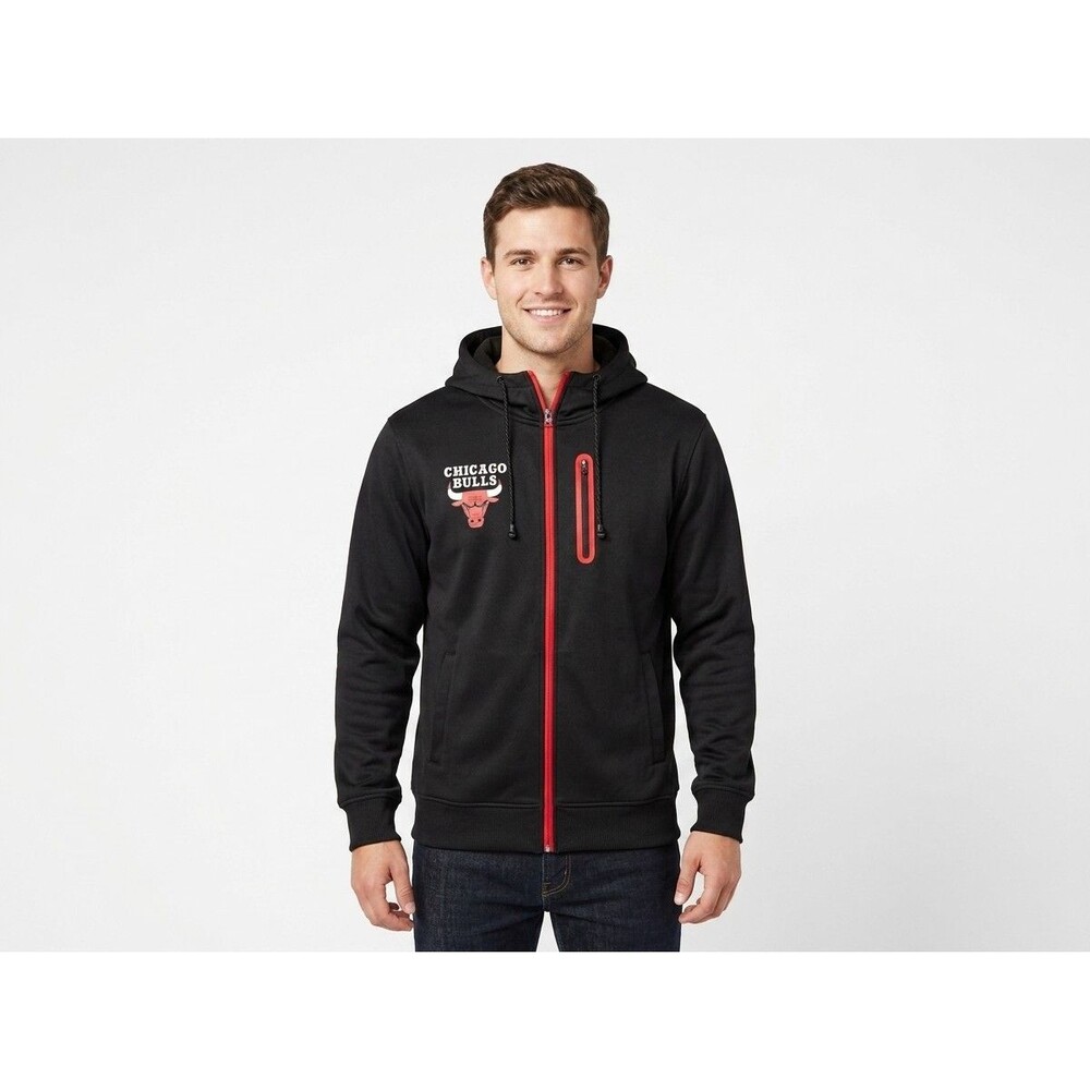 UNK NBA Chicago Bulls Full Zip Fleece Hoodie Sweatshirt Jacket Black Mens Size S